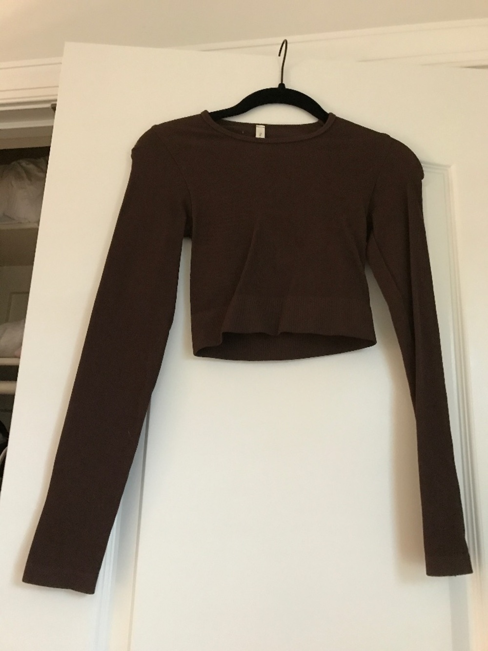 Aritzia chocolate brown cropped top